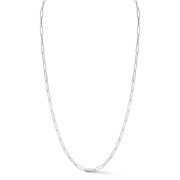 14k White Gold Paperclip Chain