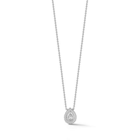 White Gold-1^-Designer Diamond Neckalces: Teddi Paige Coil Pear Necklace in White Gold