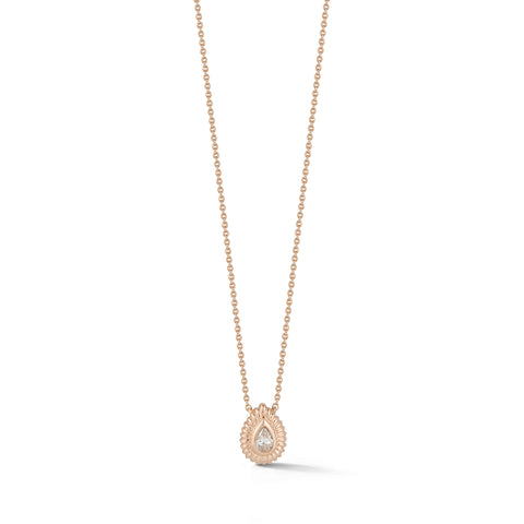 Rose Gold-1^-Designer Diamond Neckalces: Teddi Paige Coil Pear Necklace in Rose Gold