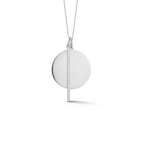 White Gold-1^Diamond Pendant Necklaces: Sylvie Rose Disc and Pave Bar Necklace in White Gold