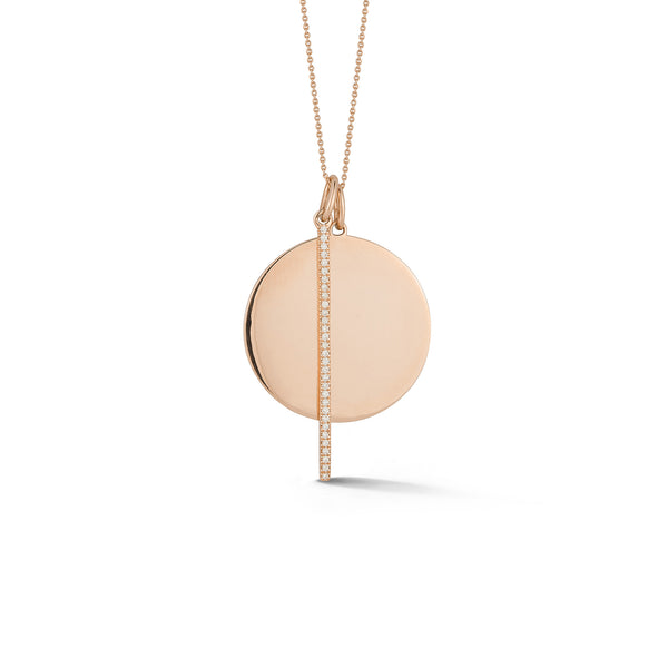 Rose Gold -1^Diamond Pendant Necklaces: Sylvie Rose Disc and Pave Bar Necklace in Rose Gold