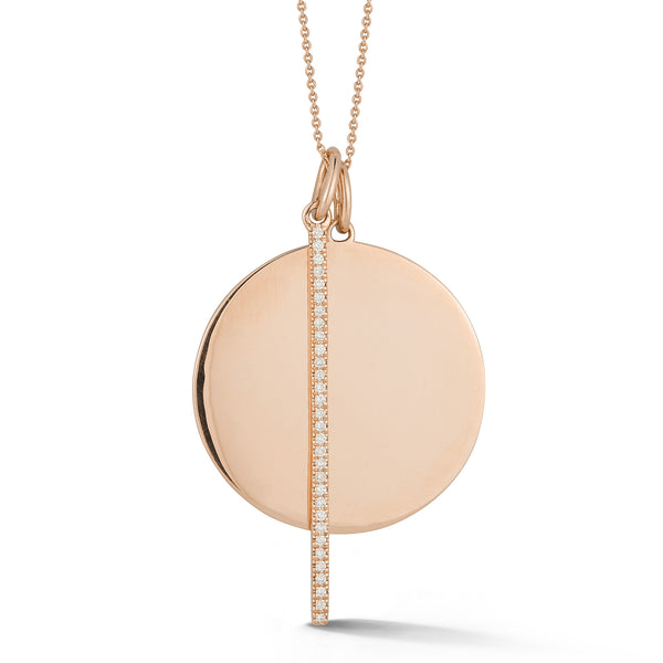 Rose Gold -1^Diamond Pendant Necklaces: Sylvie Rose Disc and Pave Bar Necklace in Rose Gold Thumbnail-only