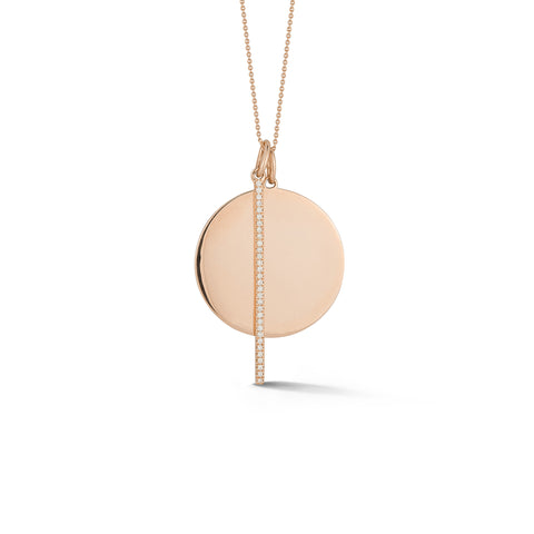 Rose Gold -1^Diamond Pendant Necklaces: Sylvie Rose Disc and Pave Bar Necklace in Rose Gold