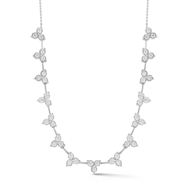 White Gold^1-Diamond Tennis Necklaces: Ava Bea Interval Trio Tennis Necklace in White Gold