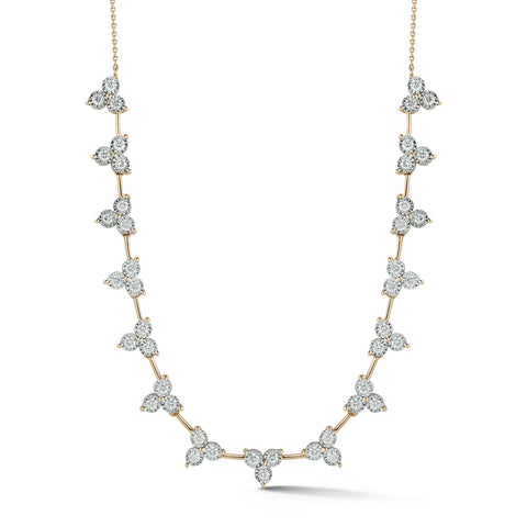 Yellow Gold-1^Diamond Tennis Necklaces: Ava Bea Interval Trio Tennis Necklace in Yellow Gold