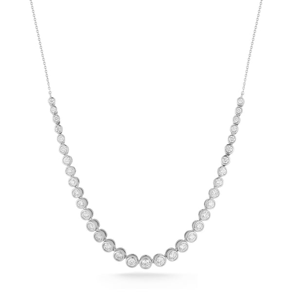 White Gold-1^Diamond Tennis Necklaces: Lulu Jack Graduating Bezel Tennis Necklace in White Gold