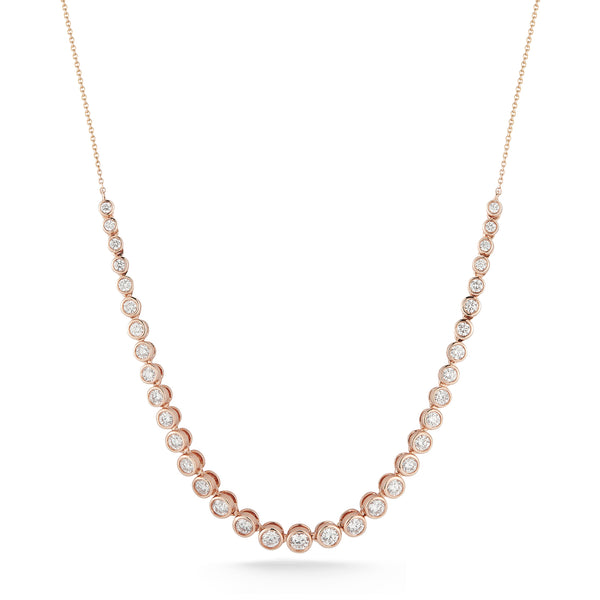 Rose Gold-1^Diamond Tennis Necklaces: Lulu Jack Graduating Bezel Tennis Necklace in Rose Gold