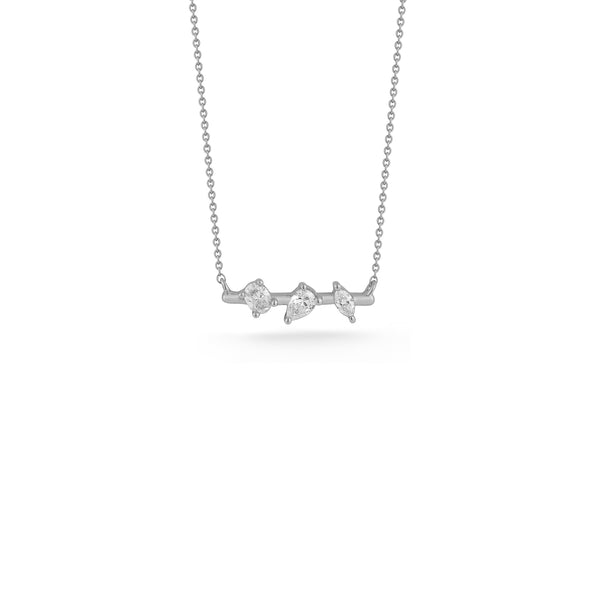 White Gold-1^Diamond Bar Necklaces: Alexa Jordyn Multi-Shape Diamond Bar Necklace in White Gold