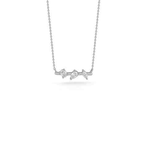 White Gold-1^Diamond Bar Necklaces: Alexa Jordyn Multi-Shape Diamond Bar Necklace in White Gold