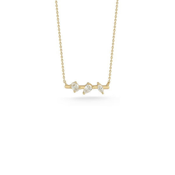 Yellow Gold-1^Diamond Bar Necklaces: Alexa Jordyn Multi-Shape Diamond Bar Necklace in Yellow Gold