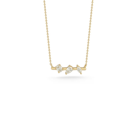 Yellow Gold-1^Diamond Bar Necklaces: Alexa Jordyn Multi-Shape Diamond Bar Necklace in Yellow Gold