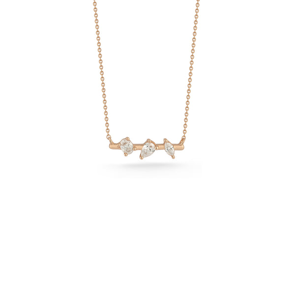 Rose Gold-1^Diamond Bar Necklaces: Alexa Jordyn Multi-Shape Diamond Bar Necklace in Rose Gold