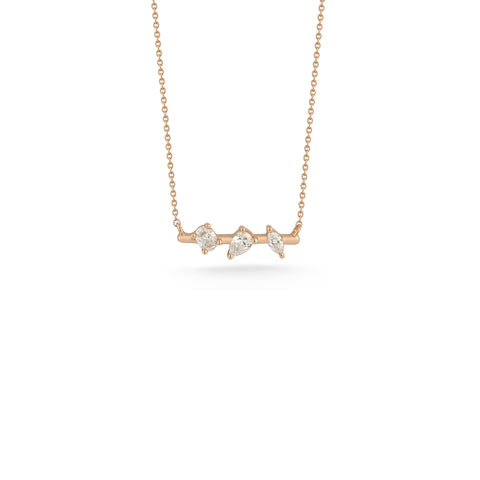 Rose Gold-1^Diamond Bar Necklaces: Alexa Jordyn Multi-Shape Diamond Bar Necklace in Rose Gold