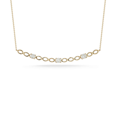 Mikaela Estelle Oval Diamond Long Bar Necklace