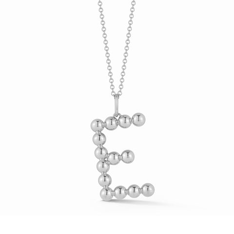 White Gold-1^Designer Diamond Necklaces: Poppy Rae Large Pebble Initial Necklace in White Gold