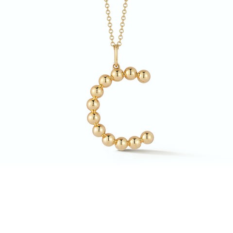 Yellow Gold-1^Designer Diamond Necklaces: Poppy Rae Large Pebble Initial Necklace in Yellow Gold