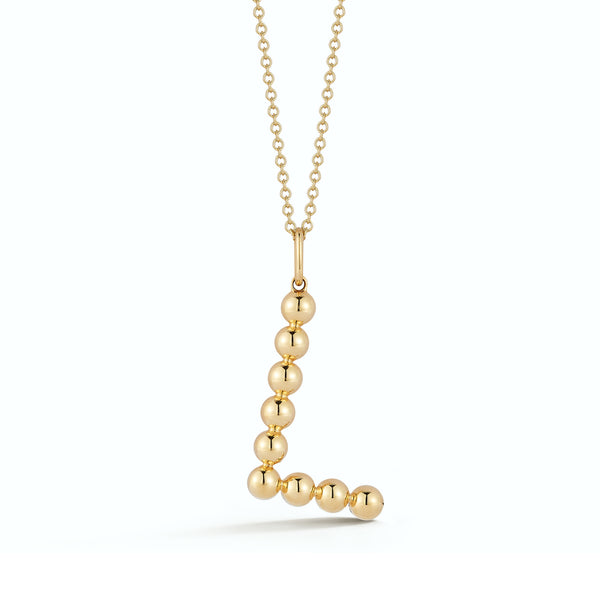 Yellow Gold-9^Designer Diamond Necklaces: Poppy Rae Large Pebble Initial Necklace in Yellow Gold