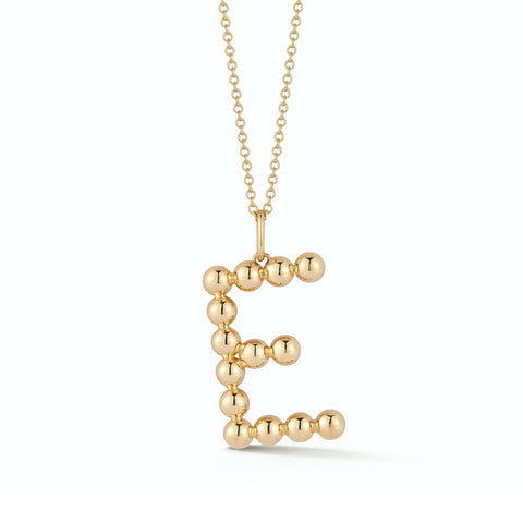 Yellow Gold-8^Designer Diamond Necklaces: Poppy Rae Large Pebble Initial Necklace in Yellow Gold