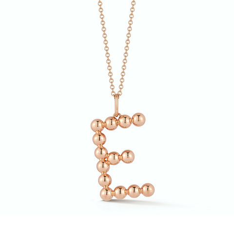 Rose Gold-1^Designer Diamond Necklaces: Poppy Rae Large Pebble Initial Necklace in Rose Gold