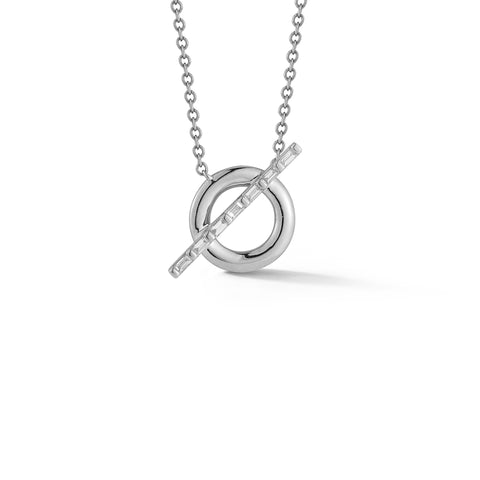 White Gold-1^Designer Diamond Necklaces: Sadie Pearl Baguette Toggle Necklace in White Gold