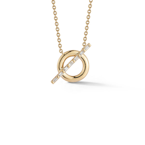 Yellow Gold-1^Designer Diamond Necklaces: Sadie Pearl Baguette Toggle Necklace in Yellow Gold