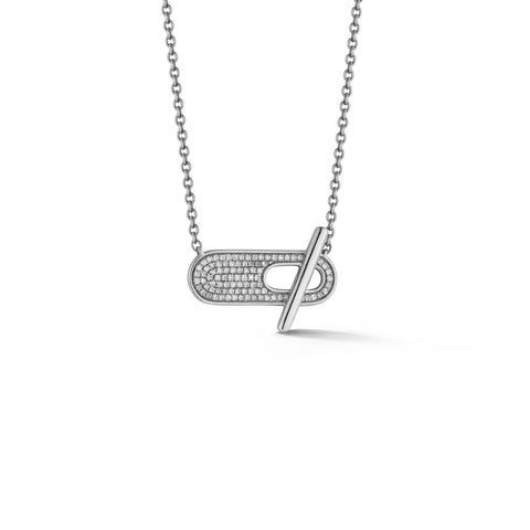 White Gold-1^Designer Diamond Necklaces: Sylvie Rose Pavé Toggle Necklace in White Gold