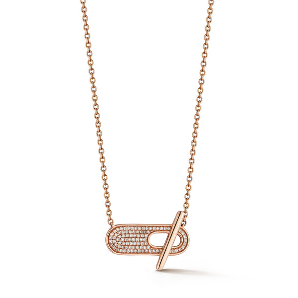 Rose Gold-1^Designer Diamond Necklaces: Sylvie Rose Pavé Toggle Necklace in Rose Gold Thumbnail-only