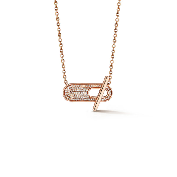 Rose Gold-1^Designer Diamond Necklaces: Sylvie Rose Pavé Toggle Necklace in Rose Gold