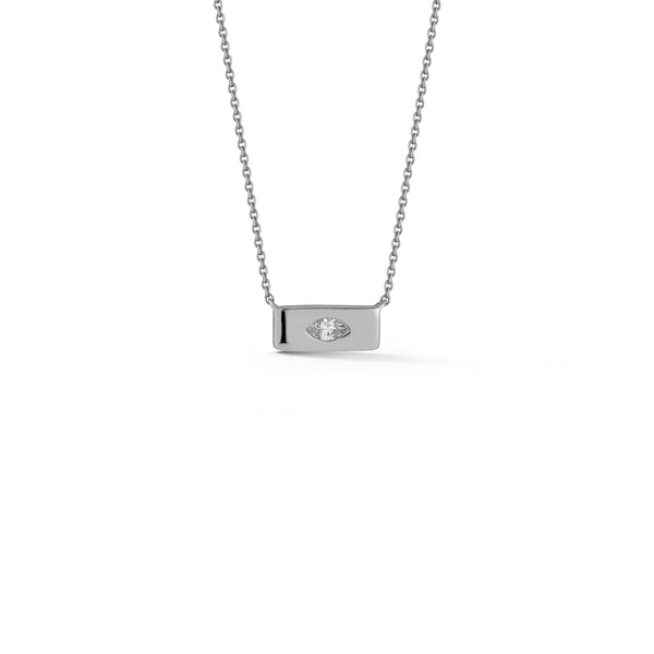 White Gold-1^Designer Diamond Necklaces: Alexa Jordyn Mini Inlay Gold Bar Necklace in White Gold