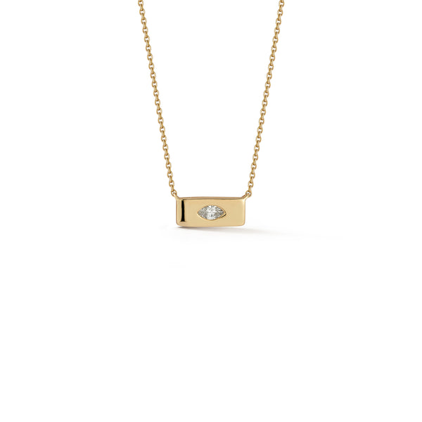 Yellow Gold-1^Designer Diamond Necklaces: Alexa Jordyn Mini Inlay Gold Bar Necklace in Yellow Gold