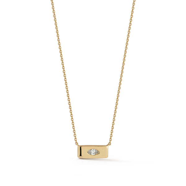 Yellow Gold-1^Designer Diamond Necklaces: Alexa Jordyn Mini Inlay Gold Bar Necklace in Yellow Gold Thumbnail-only