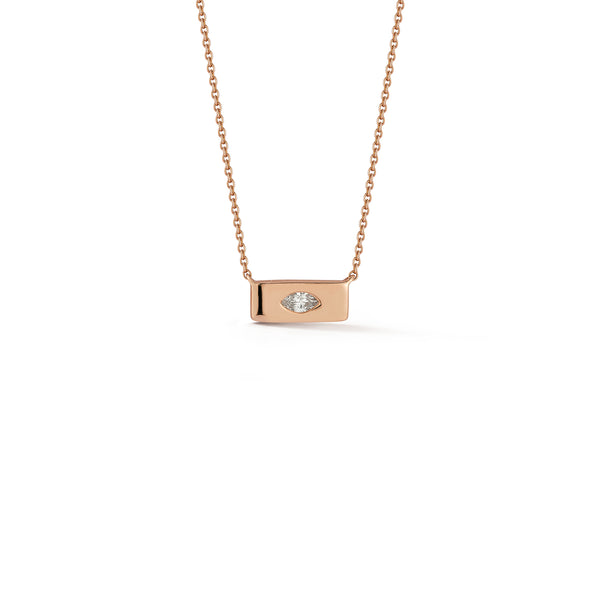 Rose Gold-1^Designer Diamond Necklaces: Alexa Jordyn Mini Inlay Gold Bar Necklace in Rose Gold