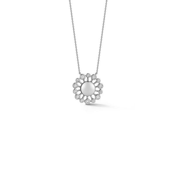 White Gold-1^Designer Diamond Necklaces: Lulu Jack Sunburst Necklace in White Gold