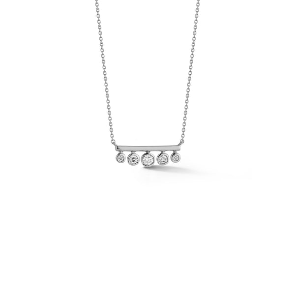 White Gold-1^Designer Diamond Necklaces: Lulu Jack Graduating Bezel Mini Bar Necklace in White Gold