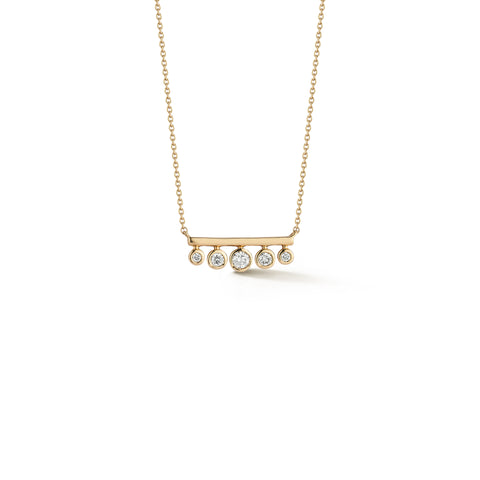 Yellow Gold-1^Designer Diamond Necklaces: Lulu Jack Graduating Bezel Mini Bar Necklace in Yellow Gold