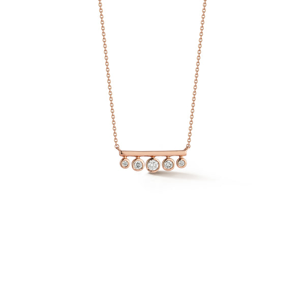 Rose Gold-1^Designer Diamond Necklaces: Lulu Jack Graduating Bezel Mini Bar Necklace in Rose Gold