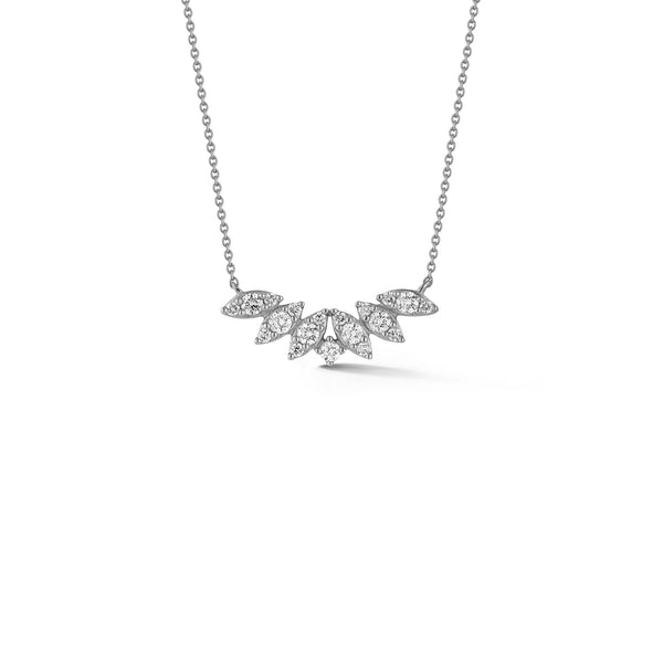 White Gold-1^Designer Diamond Necklaces: Sophia Ryan Marquise Curved Bar Necklace in White Gold