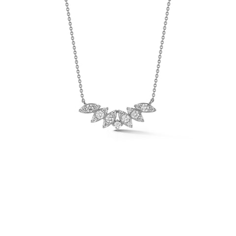 White Gold-1^Designer Diamond Necklaces: Sophia Ryan Marquise Curved Bar Necklace in White Gold