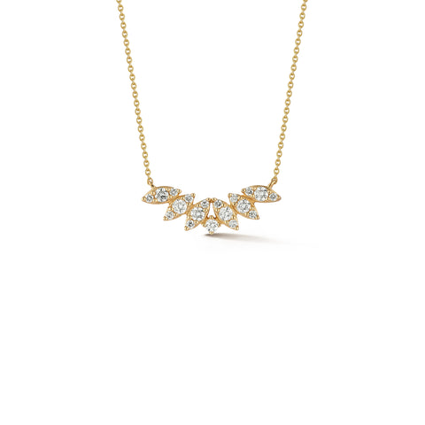 Yellow Gold-1^Designer Diamond Necklaces: Sophia Ryan Marquise Curved Bar Necklace in Yellow Gold