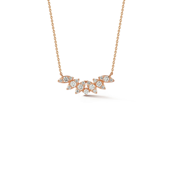 Rose Gold-1^Designer Diamond Necklaces: Sophia Ryan Marquise Curved Bar Necklace in Rose Gold