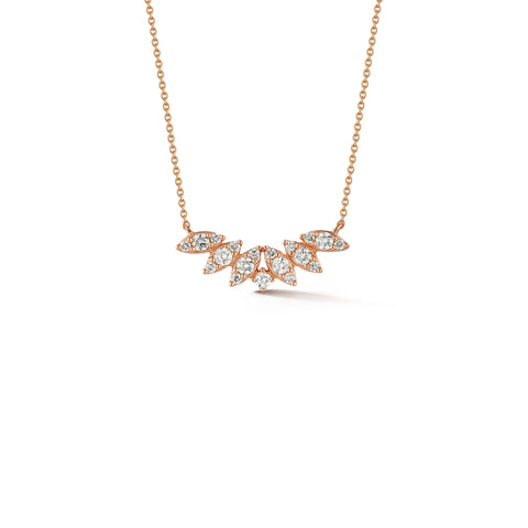 Rose Gold-1^Designer Diamond Necklaces: Sophia Ryan Marquise Curved Bar Necklace in Rose Gold