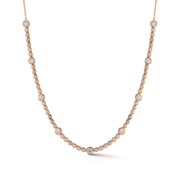 Rose Gold-1^Diamond Tennis Necklaces: Lulu Jack Alternating Bezel Tennis Necklace in Rose Gold