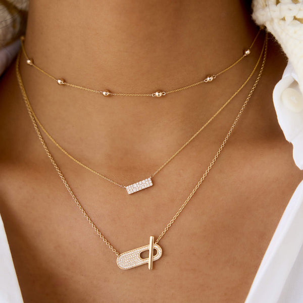 Rose Gold-2^Diamond Bar Necklaces: Sylvie Rose Large Diamond Bar Necklace in Rose Gold