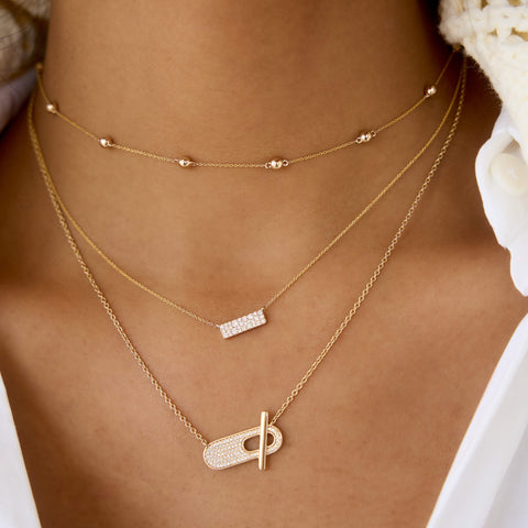 Rose Gold-2^Diamond Bar Necklaces: Sylvie Rose Large Diamond Bar Necklace in Rose Gold