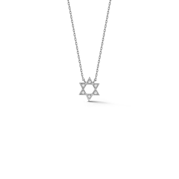 White Gold-1^Designer Diamond Necklaces: DRD Star of David Diamond Necklace in White Gold 