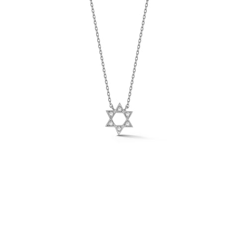 White Gold-1^Designer Diamond Necklaces: DRD Star of David Diamond Necklace in White Gold 