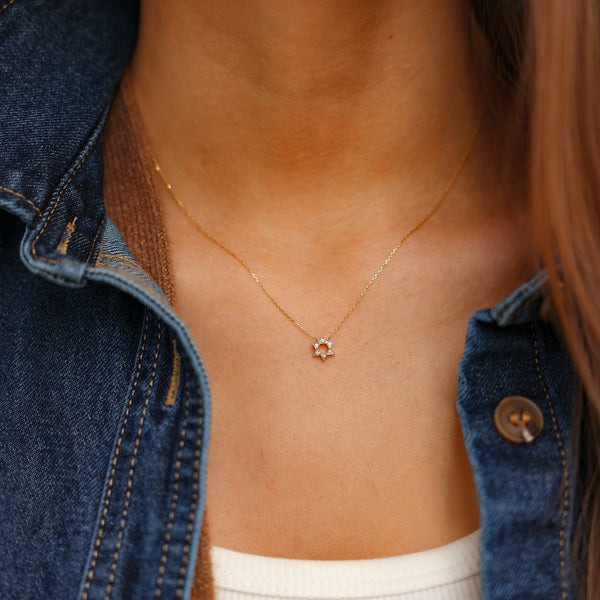 Rose Gold-2^Designer Diamond Necklaces: DRD Star of David Diamond Necklace in Rose Gold