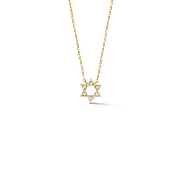 Yellow Gold-1^Designer Diamond Necklaces: DRD Star of David Diamond Necklace in Yellow Gold 