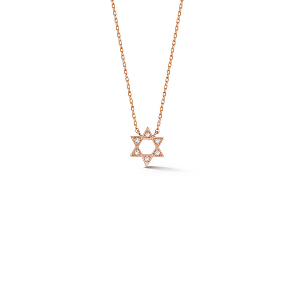 Rose Gold-1^Designer Diamond Necklaces: DRD Star of David Diamond Necklace in Rose Gold 