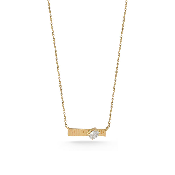 Yellow Gold-1^Designer Diamond Necklaces: Teddi Paige Fluted Oval Bar Necklace in Yellow Gold Thumbnail-only